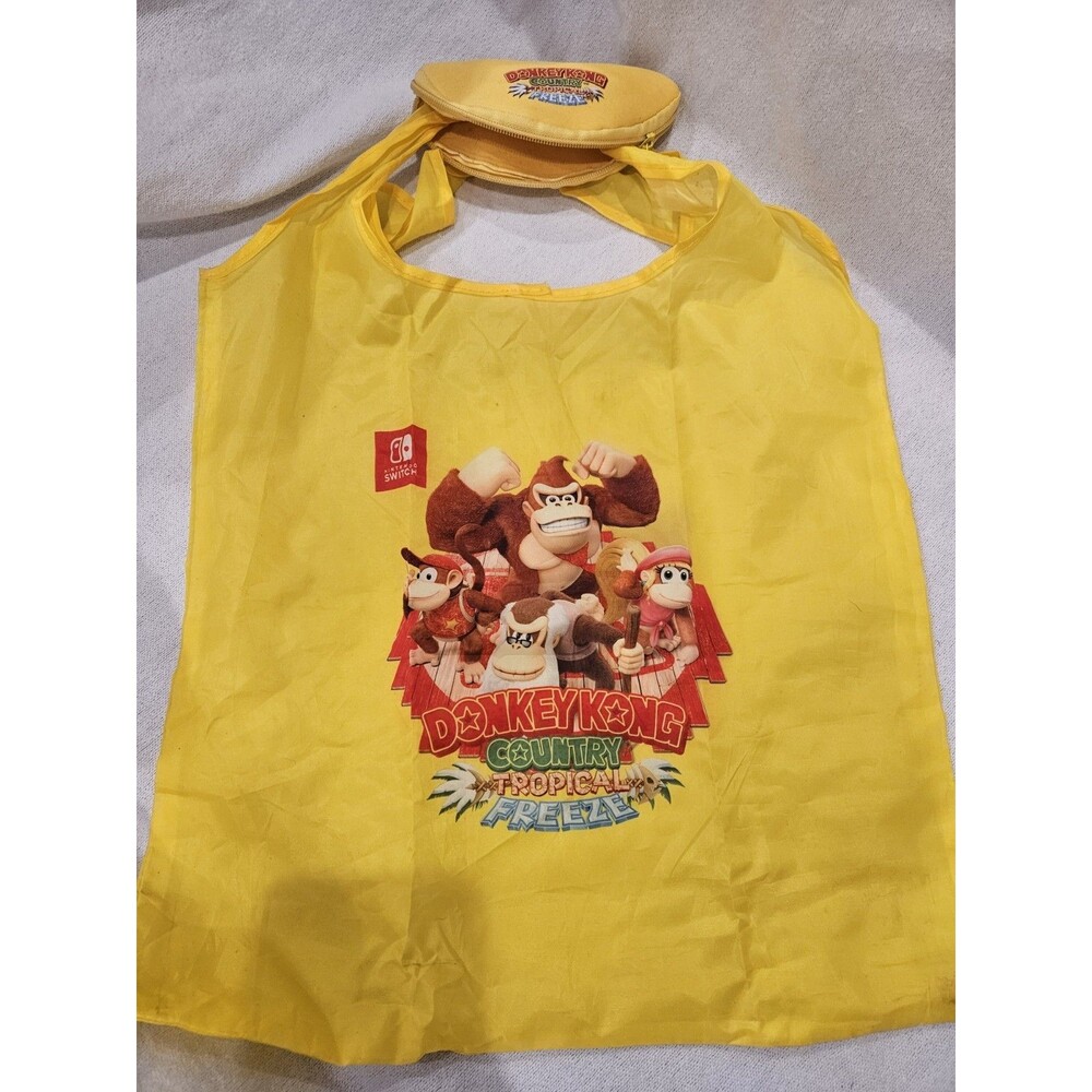 Nintendo Switch Donkey Kong Tropical Freeze Yellow Tote Bag w Banana Pouch NWOT